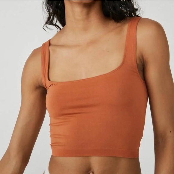 FREE PEOPLE scoop neck crop top in sienna
 Orange Crop Top Size XS/S NWOT - Picture 1 of 5